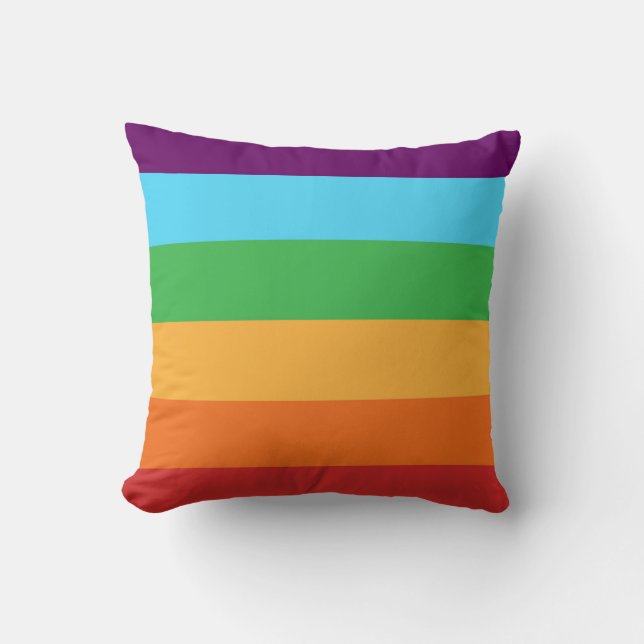 Rainbow Stripes Fun Bright Happy Candy Stripe Cushion (Front)