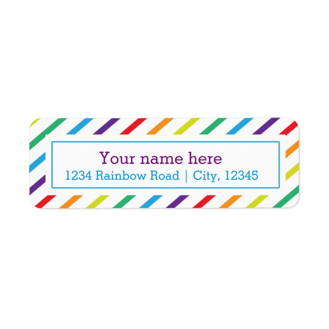 Rainbow Stripes Fun Return Address Sticker Label (Front)