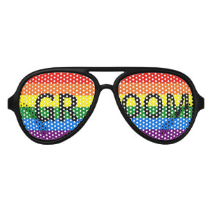 Rainbow Stripes Gay Wedding Party Shades Groom