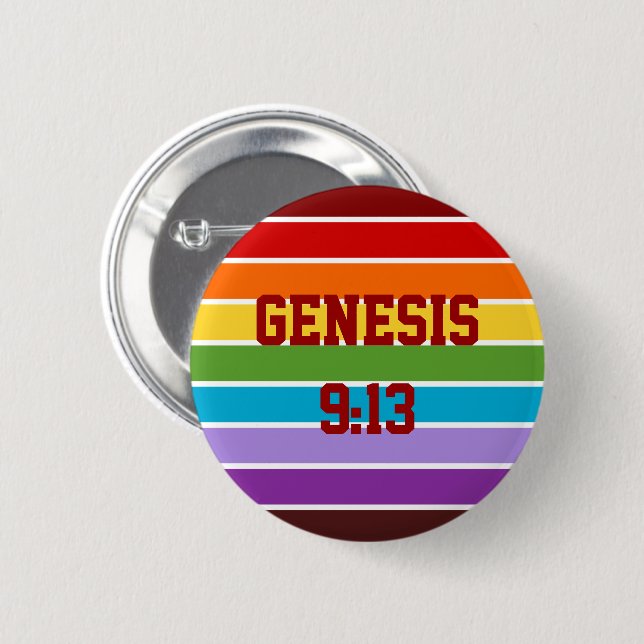 Rainbow Stripes, Genesis 9:13 6 Cm Round Badge (Front & Back)