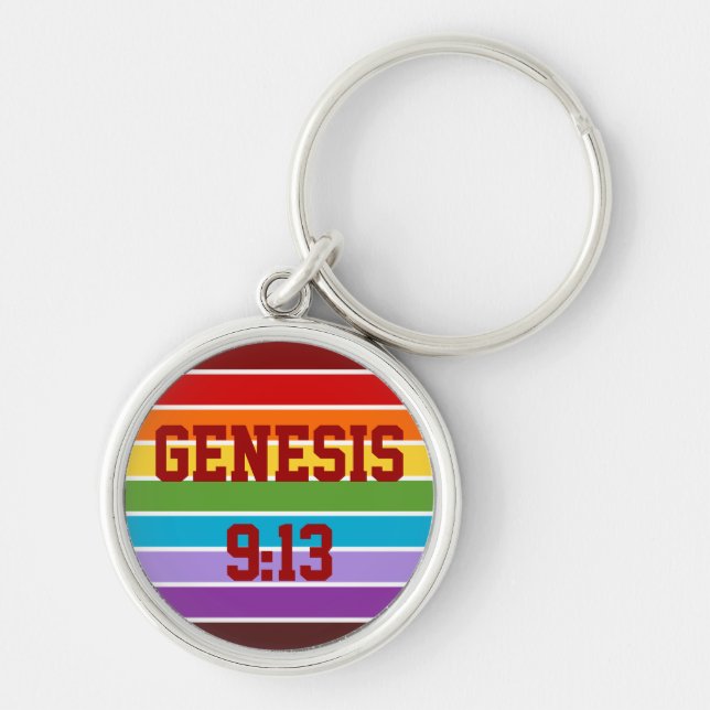 Rainbow Stripes, Genesis 9:13 Key Ring (Front)