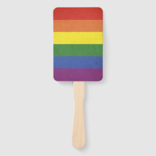 Rainbow stripes hand fan