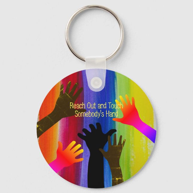 Rainbow Stripes (Hands) Key Ring (Front)