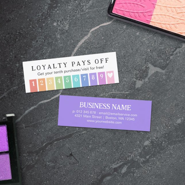 Rainbow Stripes Heart 10 Loyalty Pays Off Punch  Card (Creator Uploaded)