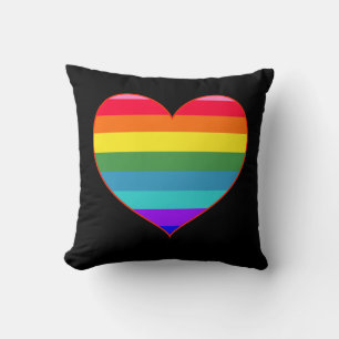 Rainbow Stripes Heart Cushion