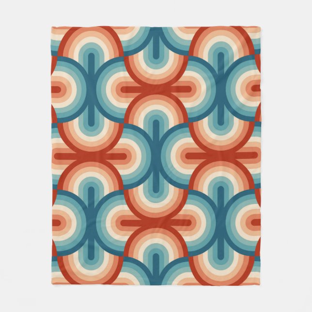 Rainbow stripes illustration pattern fleece blanket (Front)