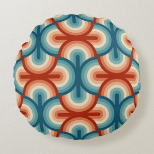Rainbow stripes illustration pattern round cushion