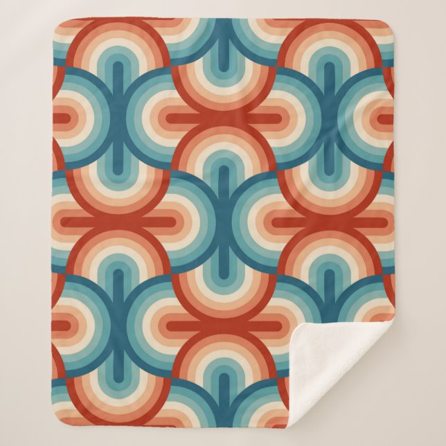 Rainbow stripes illustration pattern sherpa blanket (Front)