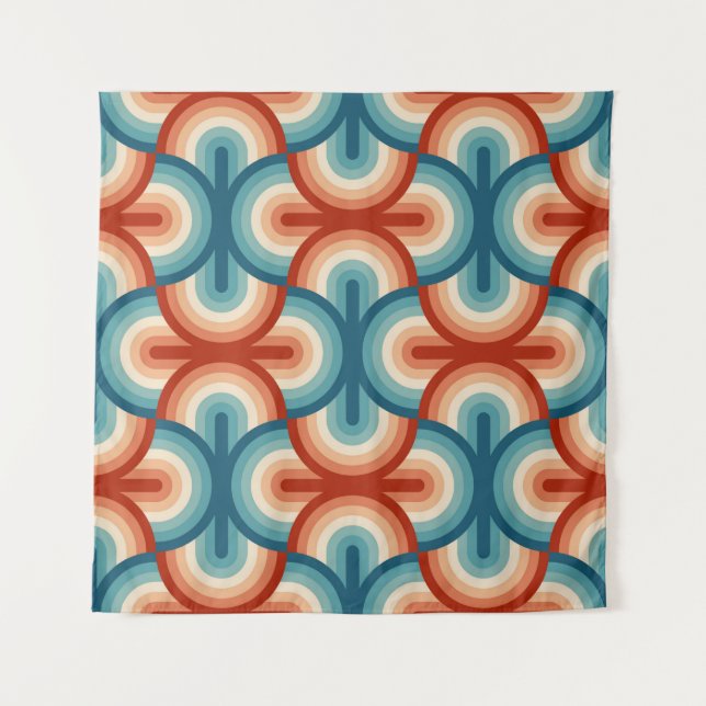 Rainbow stripes illustration pattern tapestry (Front)