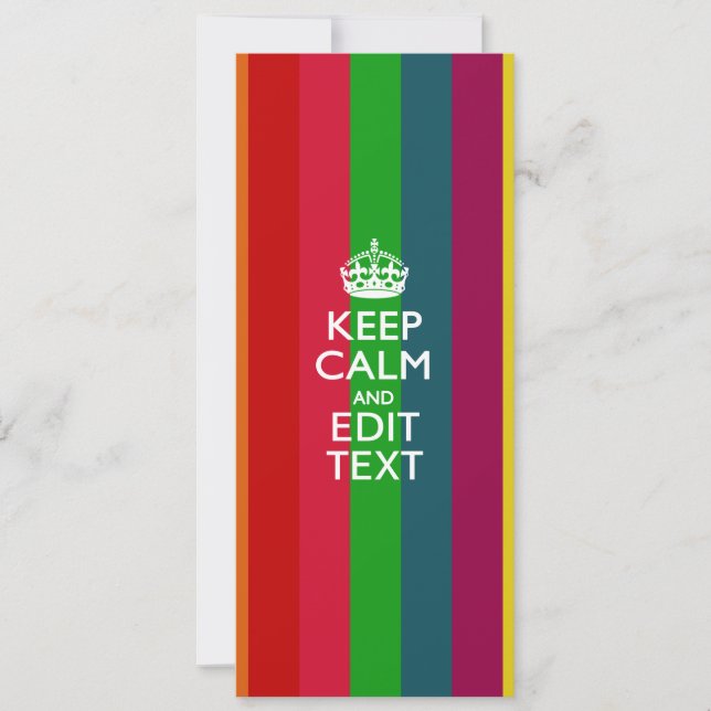 Rainbow Stripes Keep Calm And Your Text Customise (Front)