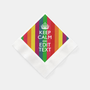 Rainbow Stripes Keep Calm And Your Text Customise Napkin