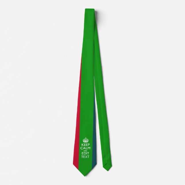 Rainbow Stripes Keep Calm And Your Text Customise Tie (Front)