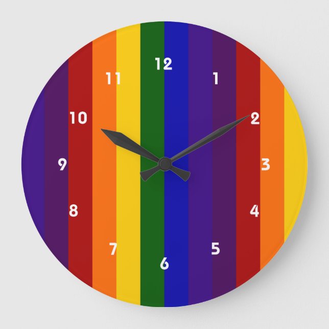 Rainbow Stripes Large Clock (Front)