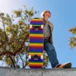 Rainbow Stripes LGBT Pride Skateboard<br><div class="desc">Red,  orange,  yellow,  green,  blue,  indigo,  violet: the colours of the rainbow are presented in vertical stripes in this design. The festive rainbow sequence repeats across the LGBT Pride design. 

 Digitally created image. 
 Copyright © Claire E. Skinner,  All rights reserved.</div>