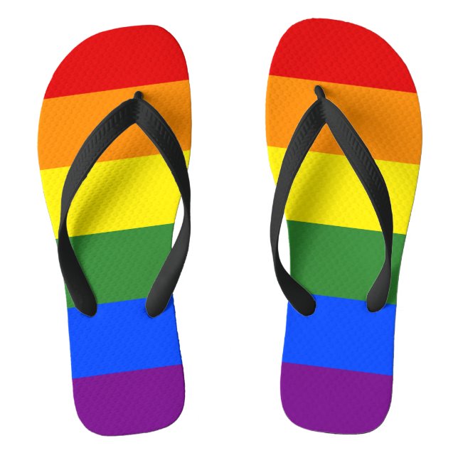 Rainbow Stripes LGBTQ Pride Thongs (Footbed)