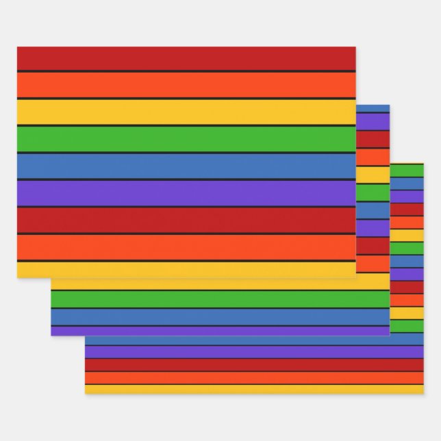 Rainbow Stripes Lines Wrapping Paper Sheet (Set)