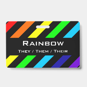 Rainbow Stripes Name / Pronoun Badge ID Badge