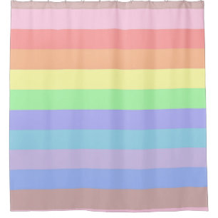 Rainbow Stripes of Pastel Coloured Shower Curtain