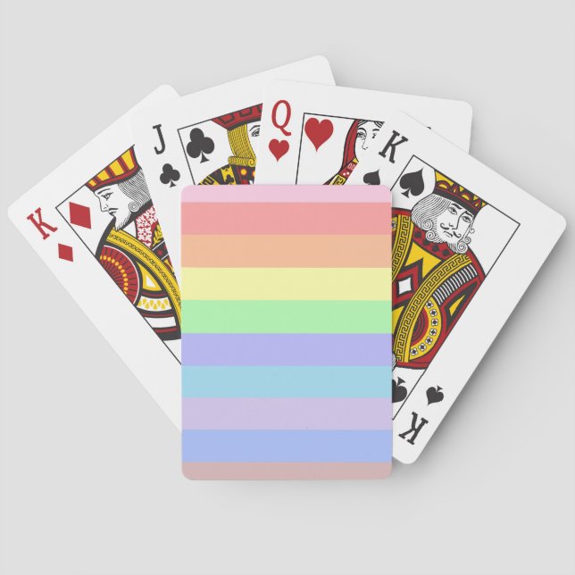 Rainbow Stripes of Pastel Colours Playing Cards (Back)