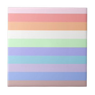 Rainbow Stripes of Pastel Colours Tile