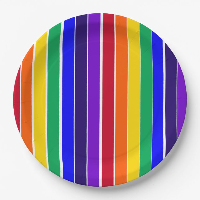 Rainbow Stripes  Paper Plate (Front)