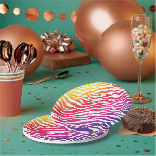 Rainbow Stripes Paper Plate