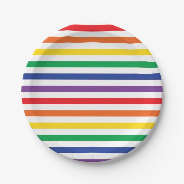 Rainbow Stripes Paper Plate (Front)