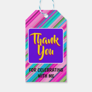 Rainbow Stripes Pattern Birthday Custom Template Gift Tags