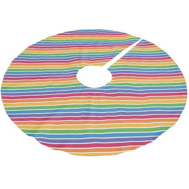 Rainbow Stripes Pattern Brushed Polyester Tree Skirt (Angled)