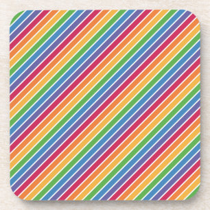 Rainbow Stripes Pattern Coaster