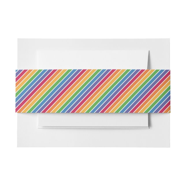 Rainbow Stripes Pattern Invitation Belly Band (Front Example)