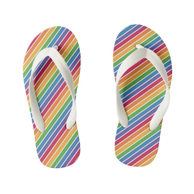 Rainbow Stripes Pattern Kid's Thongs (Footbed)