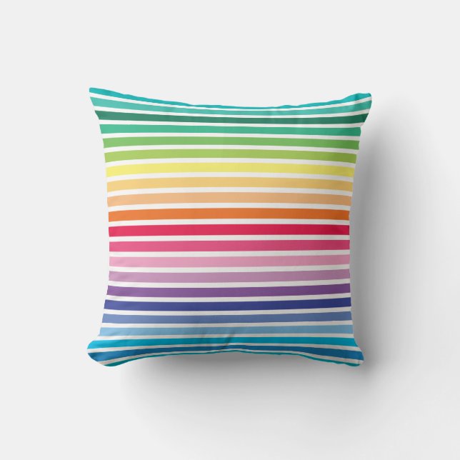Rainbow Stripes Pattern Pillow (Front)