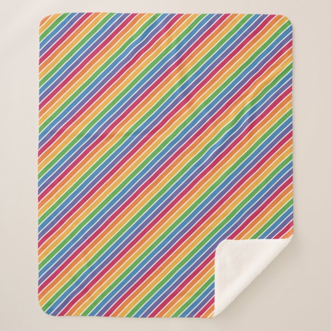 Rainbow Stripes Pattern Sherpa Blanket (Front)