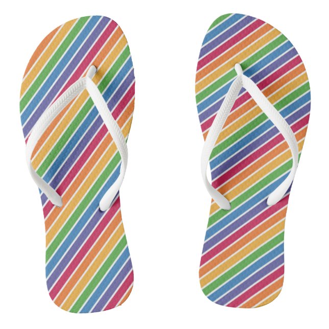 Rainbow Stripes Pattern Thongs (Footbed)