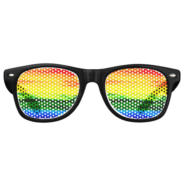 Rainbow Stripes  Retro Sunglasses (Front)