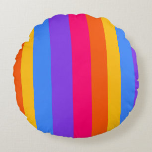 Rainbow Stripes Round Cushion