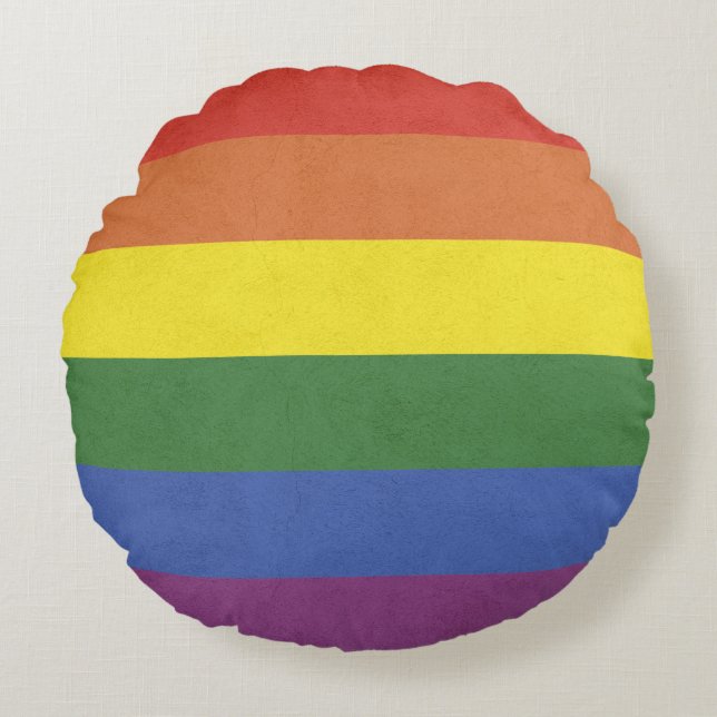 Rainbow stripes round cushion (Front)