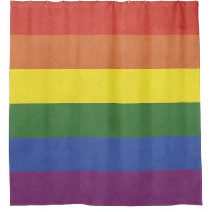 Rainbow stripes shower curtain