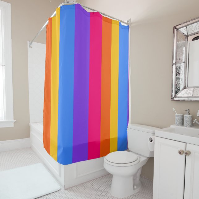 Rainbow Stripes Shower Curtain (In Situ)