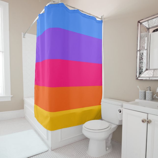 Rainbow Stripes Shower Curtain (In Situ)