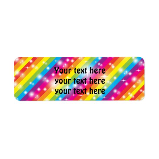 Rainbow Stripes Sparkle Glitter Address Labels
