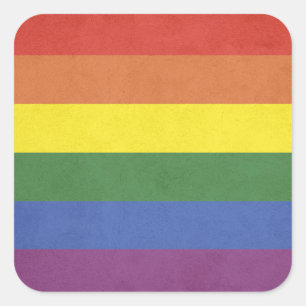Rainbow stripes square sticker