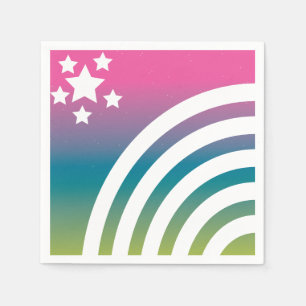 Rainbow Stripes Stars Unicorn Party Napkin