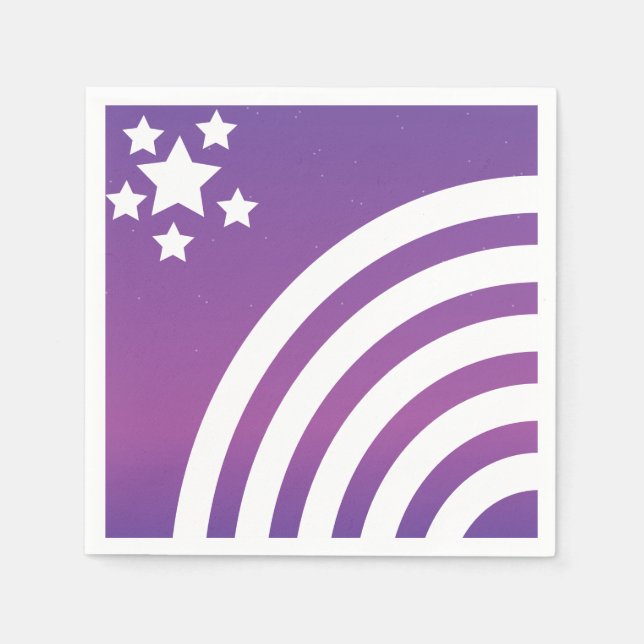 Rainbow Stripes Stars Unicorn Party Napkin (Front)
