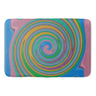 Rainbow stripes swirl bath mat