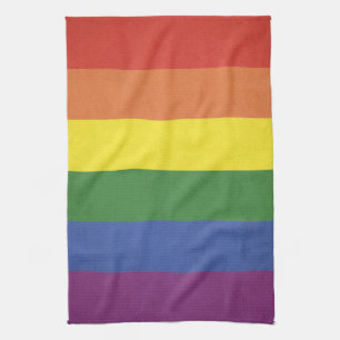 Rainbow stripes tea towel