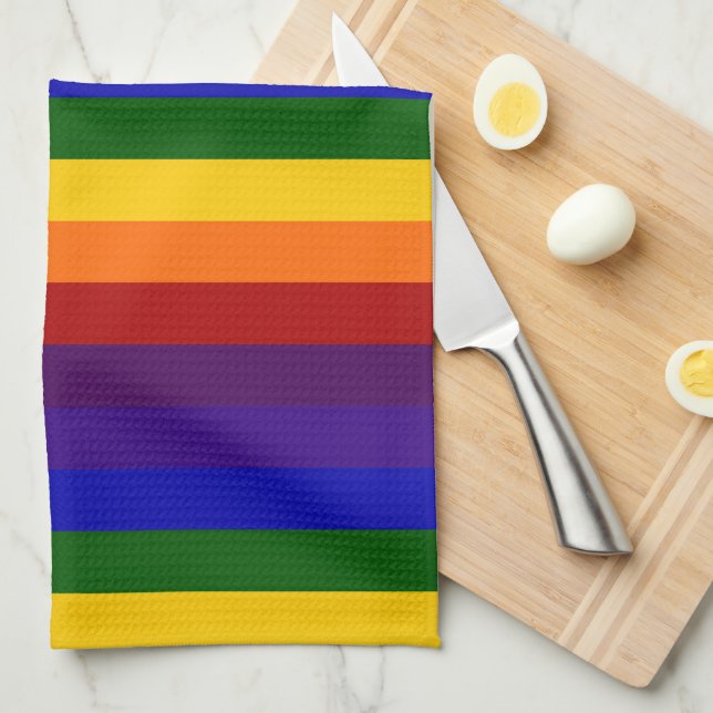 Rainbow Stripes Tea Towel (Quarter Fold)