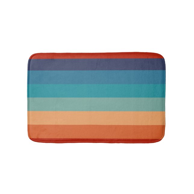 Rainbow Stripes Vintage Old Style Geometric Bath Mat (Front)