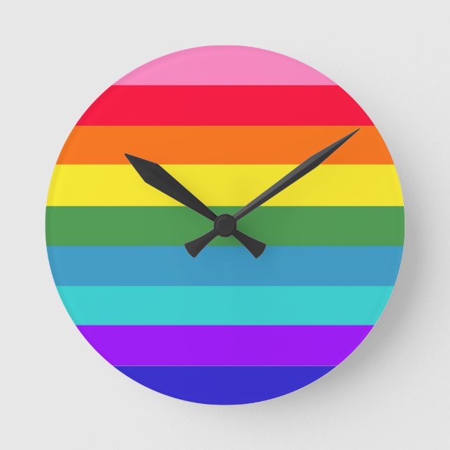 Rainbow Stripes Wall Clock (Front)